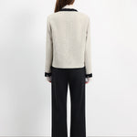 ボウタイカラーサテン切替ツイードジャケット 裏地付 2色入 - liwisi