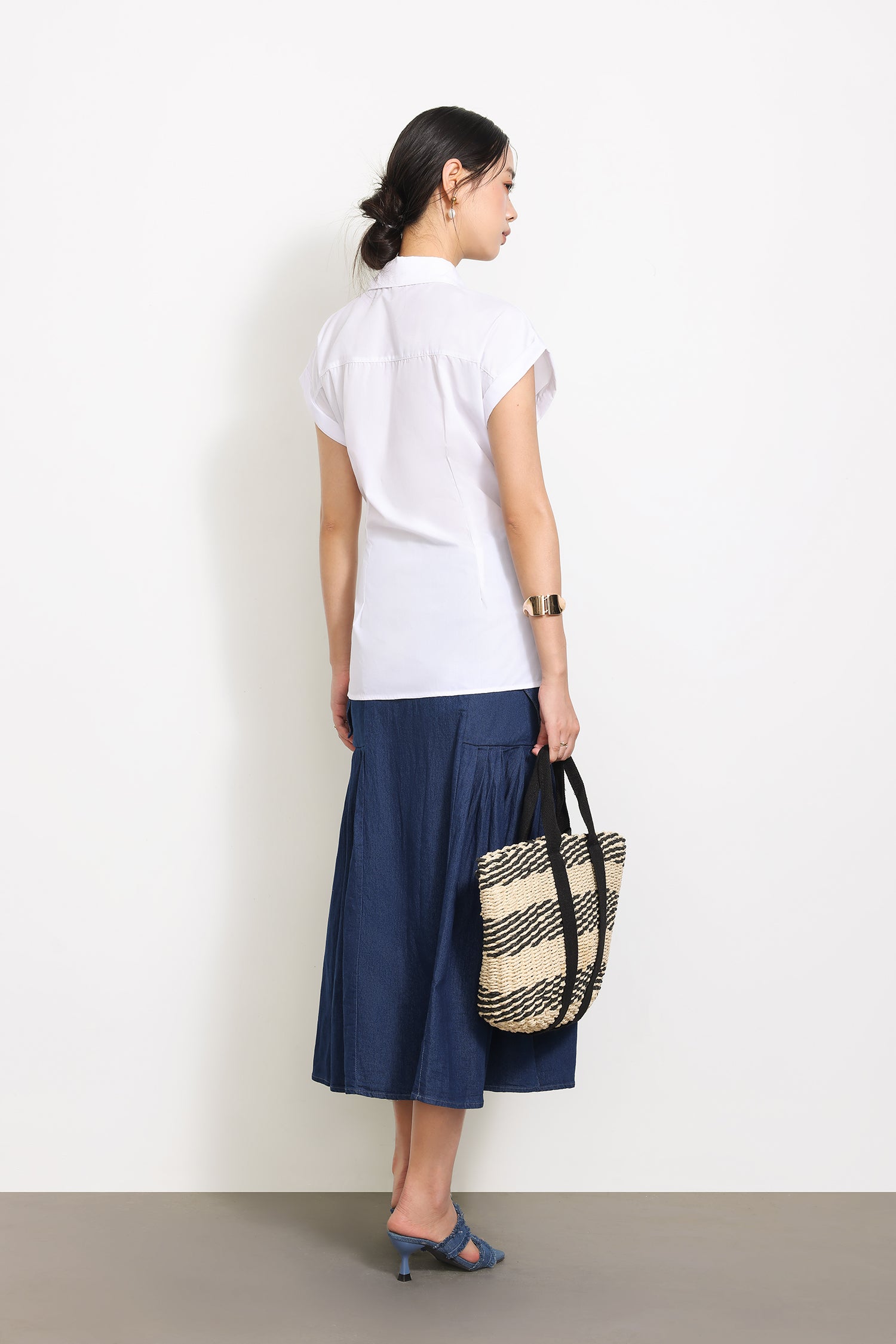 サイドスリットひもベルテッドシャツ 2色入 - liwisi