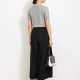 Pearl-Decorated Stand Collar Aran Knit Top - liwisi