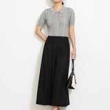 Pearl-Decorated Stand Collar Aran Knit Top - liwisi