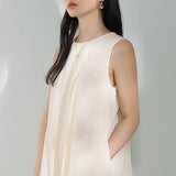 Round Neck Long Balloon Tank Dress with Lining - liwisi