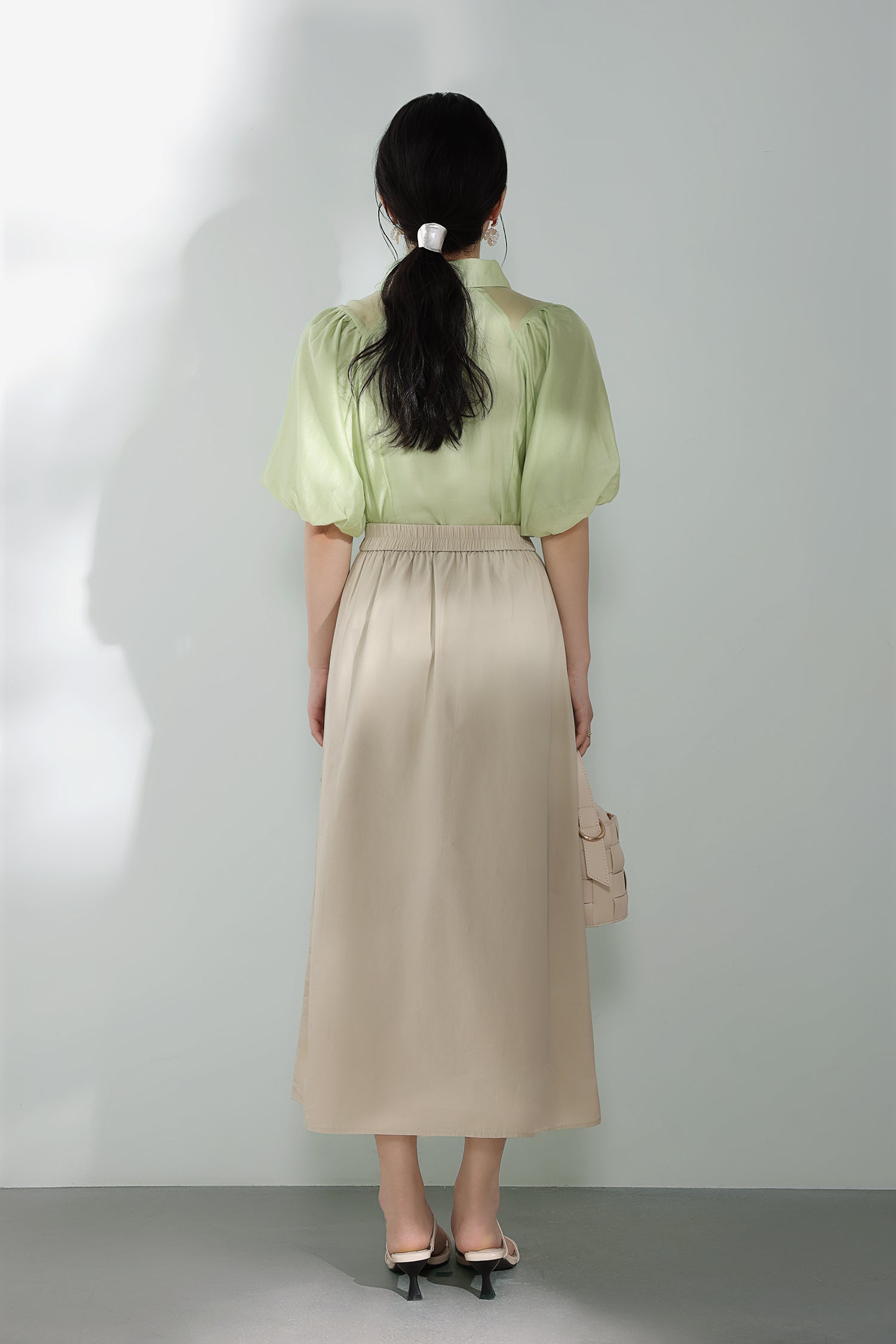 Raglan Balloon Sleeve Placket Shirt with Lining - 3 Colors Available - liwisi