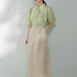 Raglan Balloon Sleeve Placket Shirt with Lining - 3 Colors Available - liwisi