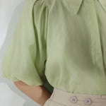 Raglan Balloon Sleeve Placket Shirt with Lining - 3 Colors Available - liwisi
