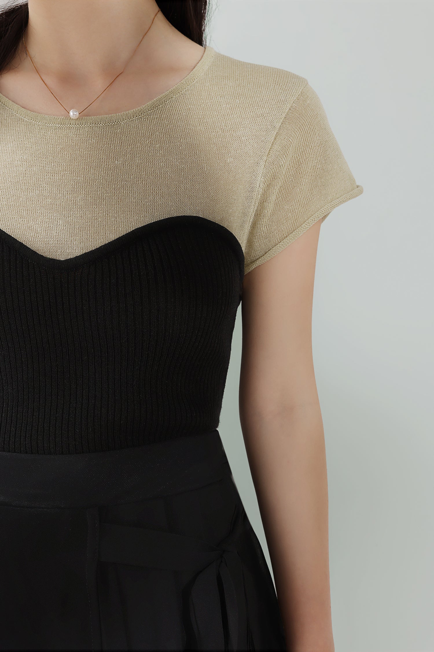 Bi-Color Contrast Casual Knit Top - 3 Colors Available - liwisi