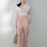 Drawstring hem maxi cargo pants, available in four colors - liwisi