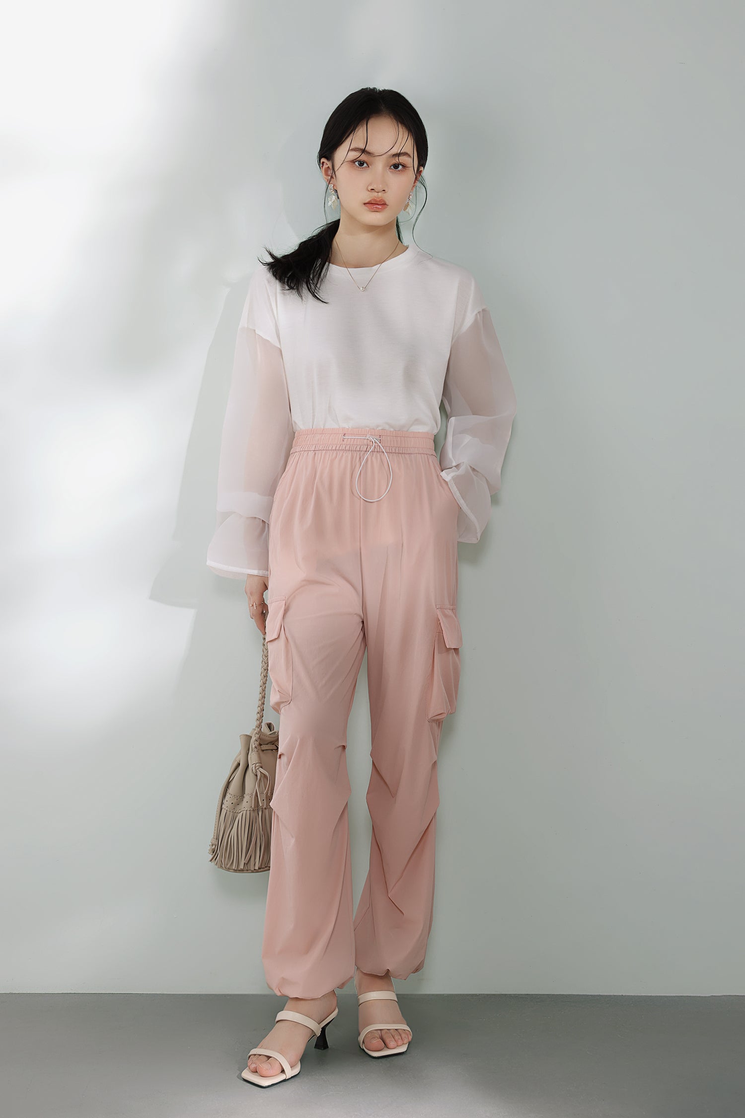 Drawstring hem maxi cargo pants, available in four colors - liwisi