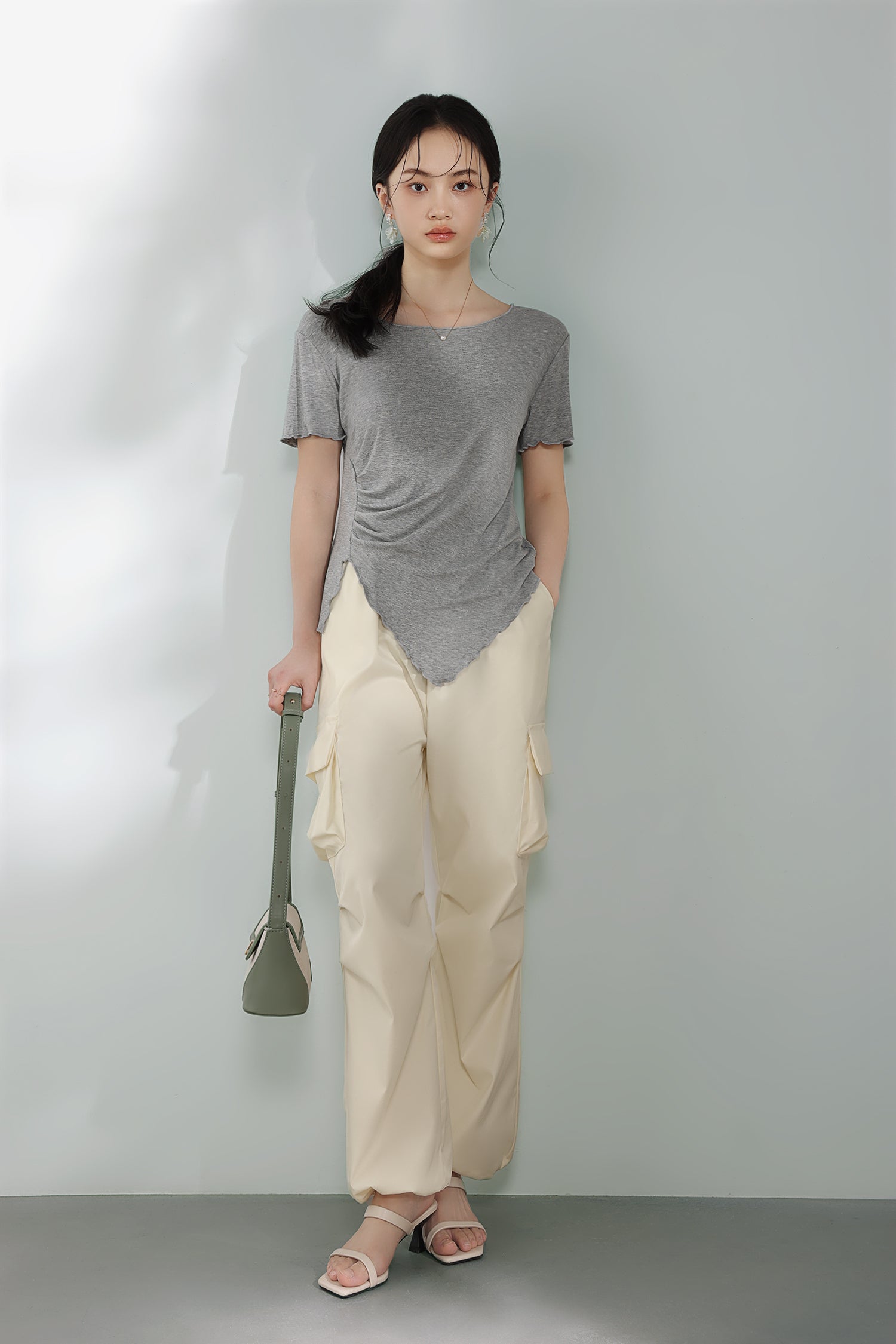 Drawstring hem maxi cargo pants, available in four colors - liwisi