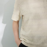 Round Neck Embossed Striped T-Shirt - 2 Colors Available - liwisi