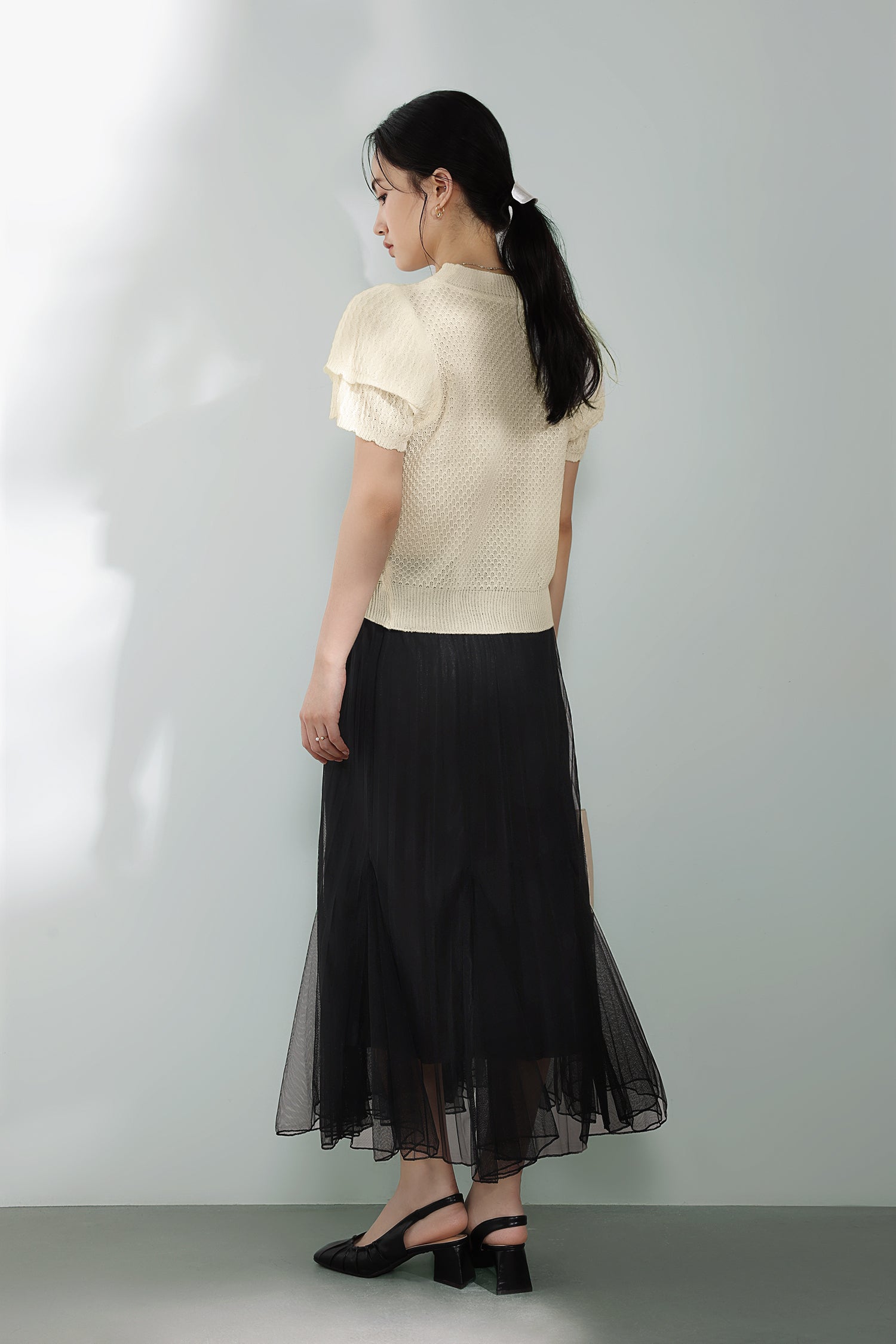 Round Neck Glitter Decor Double Sleeve Knit - 3 Colors Available - liwisi
