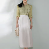 Front Cut-Out Rhinestone Decor Sheer Sleeve Blouse - 2 Colors Available - liwisi