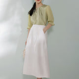 Front Cut-Out Rhinestone Decor Sheer Sleeve Blouse - 2 Colors Available - liwisi