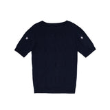 Pentagram Embroidery Openwork Knit Top - 2 Colors Available - liwisi