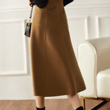 Elegant Versatile High-Waisted Reversible Wool Skirt - liwisi