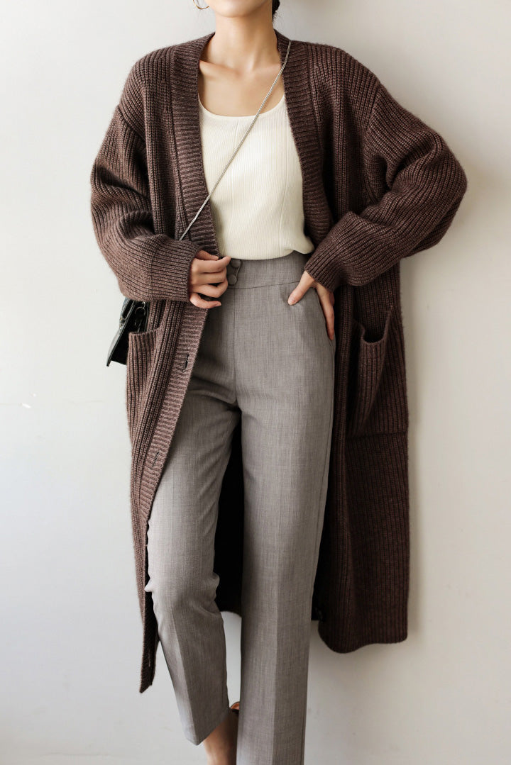 Casual Heavyweight Long Knit Jacket - liwisi