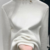 Solid-color Elegant Turtleneck Sweater. - liwisi