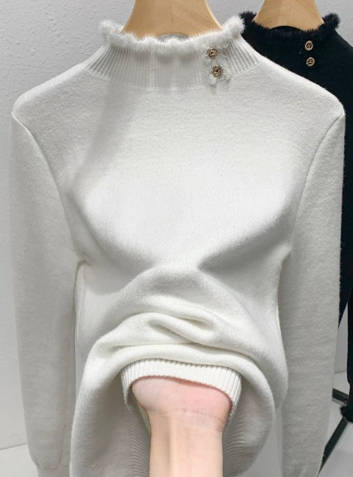 Solid-color Elegant Turtleneck Sweater. - liwisi
