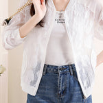 Embroidered Jacquard Drop Shoulder Sun Protection Sukajan - liwisi