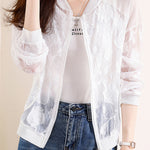 Embroidered Jacquard Drop Shoulder Sun Protection Sukajan - liwisi