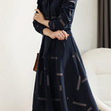 Geometric Print Croissant Sleeve Flare Shirt Dress - liwisi
