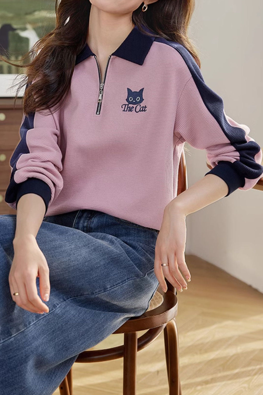 Casual Versatile Polo-Collar Half-Zip Pullover Hoodie - liwisi