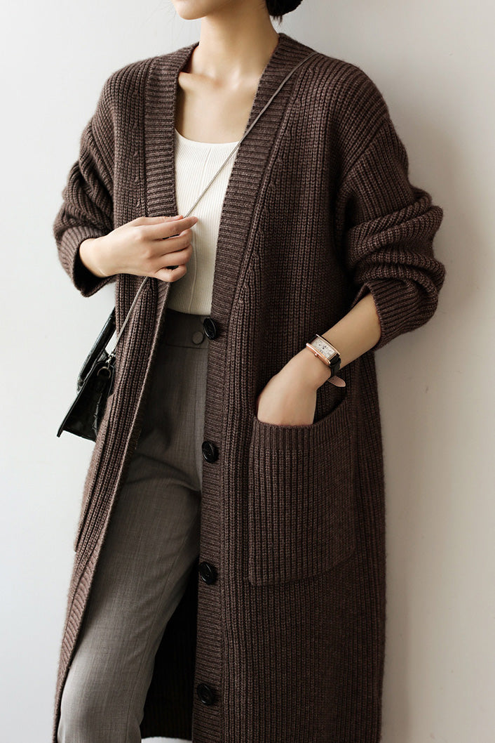 Casual Heavyweight Long Knit Jacket - liwisi