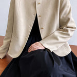 ラウンドネックストレートテーラードジャケット 裏地付 2色入 - liwisi