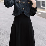 Two-Piece Set: Stand Collar Wrap Jacket + Casual Long Dress - 2 Colors Available - liwisi