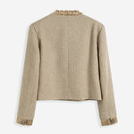 ボウタイカラーサテン切替ツイードジャケット 裏地付 2色入 - liwisi