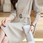 Mid-Length Patchwork Knit Dress - liwisi