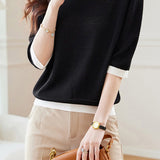 Bi-Color Hem Button Decor Knit Top - 3 Colors Available - liwisi