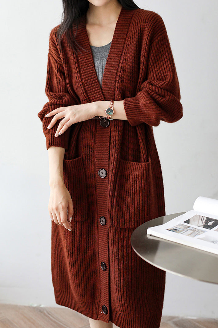 Casual Heavyweight Long Knit Jacket - liwisi