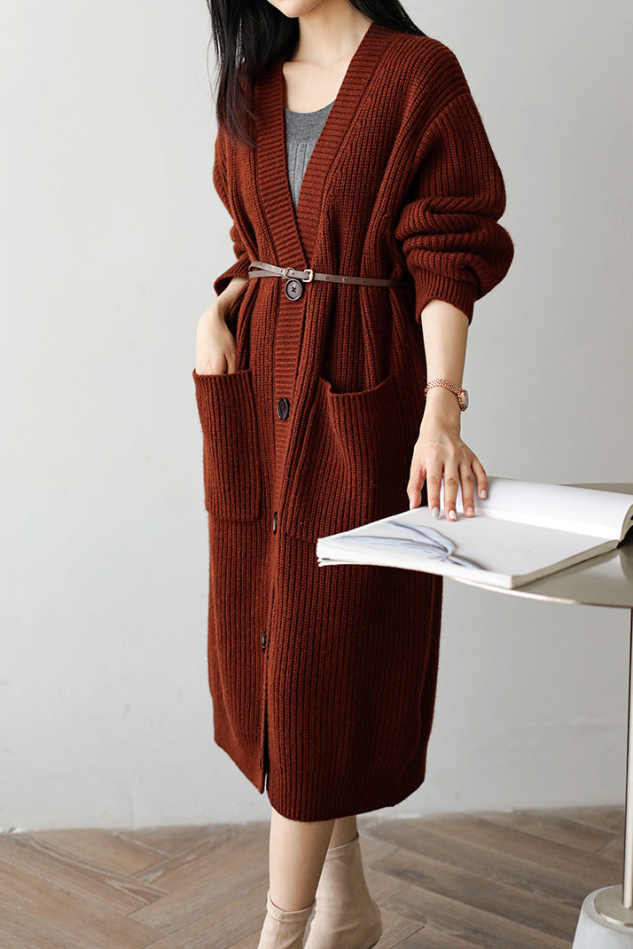 Casual Heavyweight Long Knit Jacket - liwisi