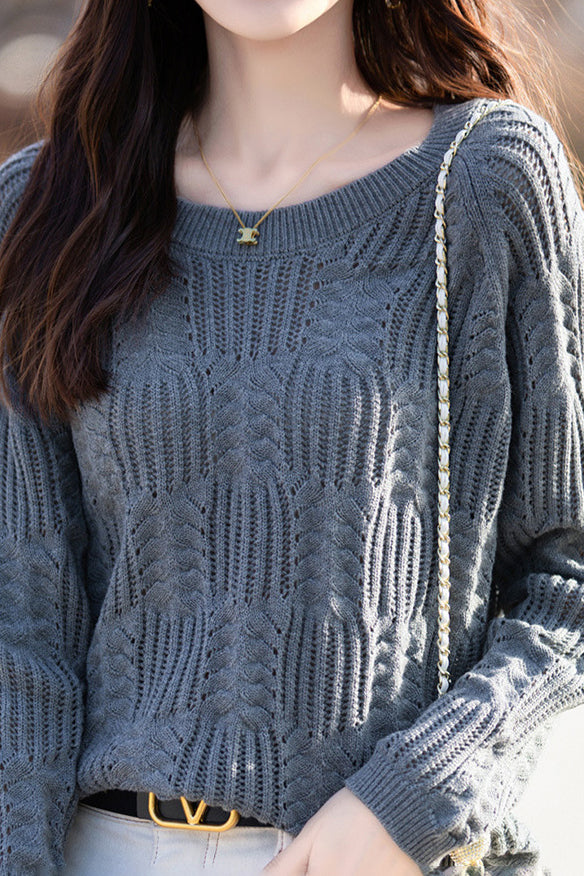 Casual Round Neck Open Knit - 6 Colors Available - liwisi