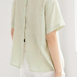 Side Tie Front Slit Diagonal Button Shirt - liwisi