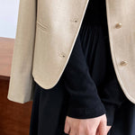 ラウンドネックストレートテーラードジャケット 裏地付 2色入 - liwisi