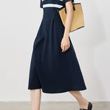 Polo Collar Striped Contrast Long Flare Dress - 2 Colors Available - liwisi
