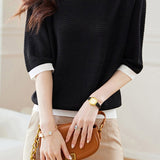 Bi-Color Hem Button Decor Knit Top - 3 Colors Available - liwisi