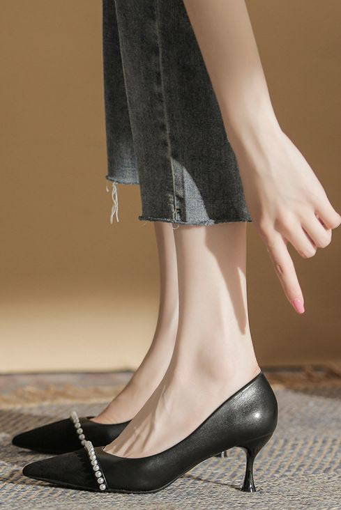 Pearl-pointed mid-heel high heels - liwisi