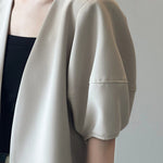 Vネックランタンスリーブシングルプレストジャケット 裏地付 2色入 - liwisi