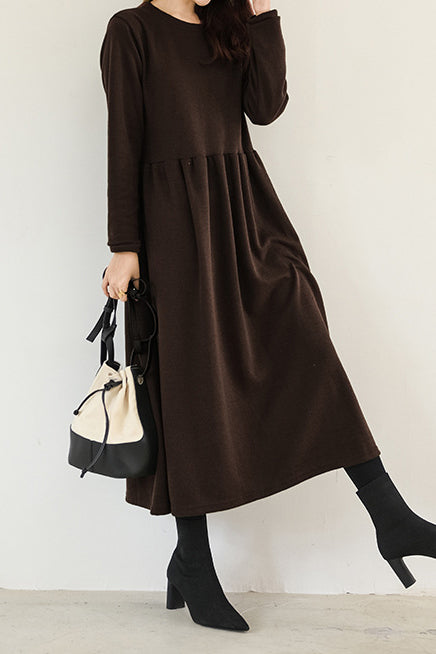 Round Neck Simple Long Maxi Flare Dress - 5 Colors Available - liwisi