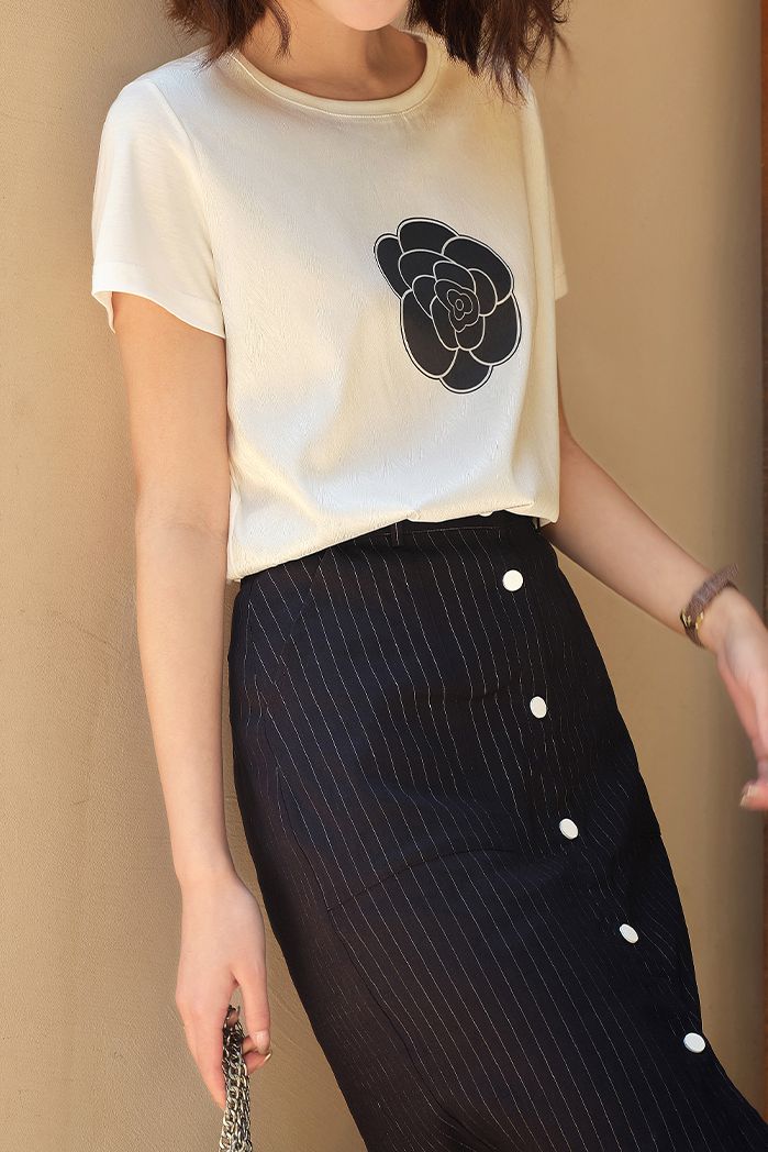 Printed versatile short sleeve T-shirt - liwisi