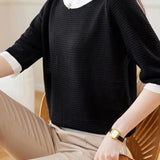 Bi-Color Hem Button Decor Knit Top - 3 Colors Available - liwisi