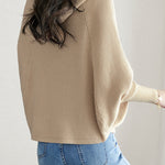 Plain Batwing Sleeve Hooded Knit Cardigan - liwisi