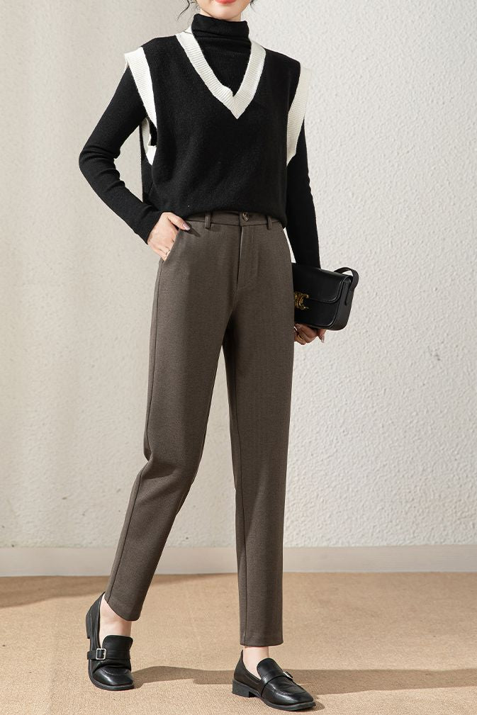 Casual Wool Straight Leg Pants - liwisi