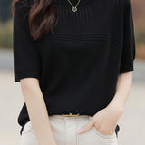 Round Neck Openwork Knit Top - 5 Colors Available - liwisi