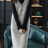 Casual Versatile V-Neck Sleeveless Pullover Knitted Dress