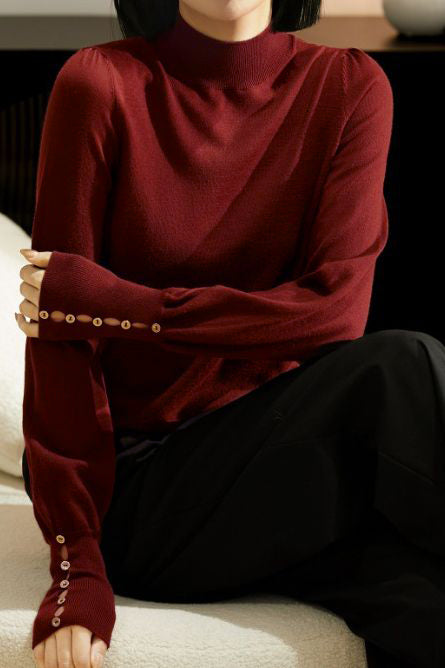 Solid - color casual knitted sweater - liwisi