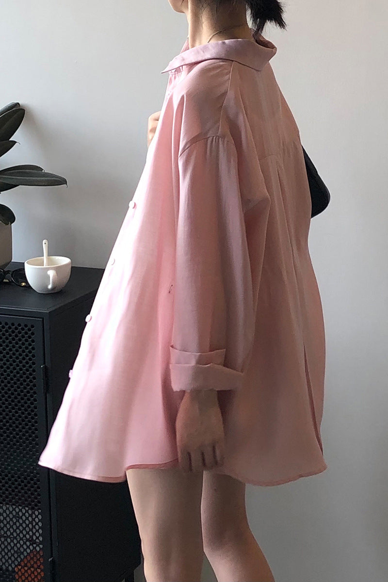 Two-Piece Set: Back Slit Sheer Shirt with Tie Belt + Front Tuck Shorts with Lining - 3 Colors Available - liwisi