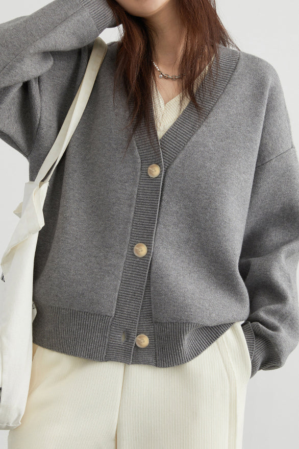 Layered Look V-Neck Drop Shoulder Knit - 4 Colors Available - liwisi